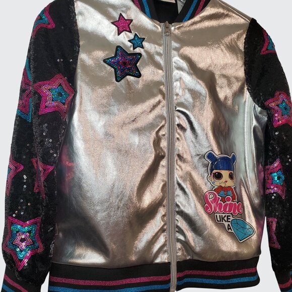 LOL Surprise Girls Silver Bomber Jacket Shine Like A Diamond M/M (7/8) - Picture 11 of 12